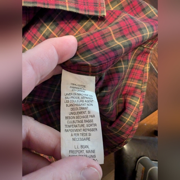 LL Bean Mens Small Fall Colors Button Down Shirt, Traditional Fit, Red/Green/Bro - Picture 4 of 4